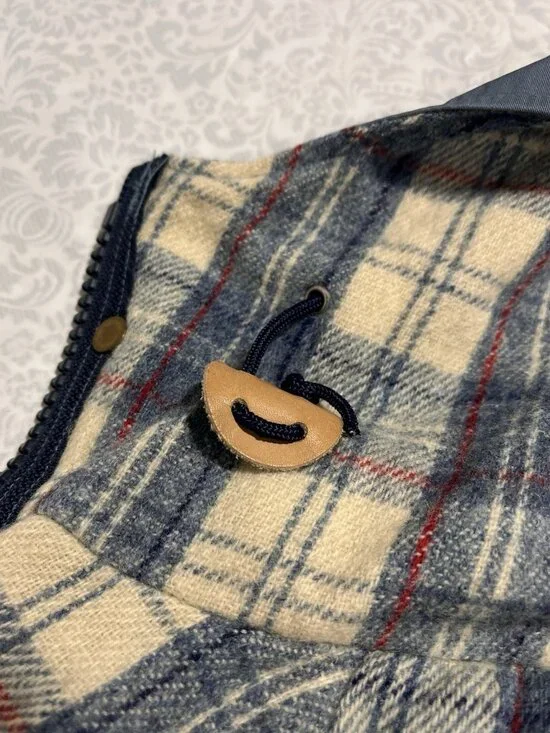 Vintage Woolrich Woman Hooded Parka Plaid Wool Lined Blue Jacket M - Picture 7 of 9